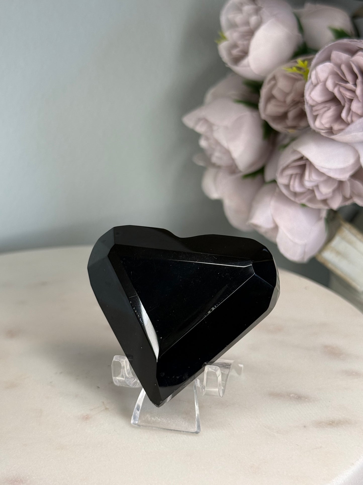 Black Obsidian Faceted Heart