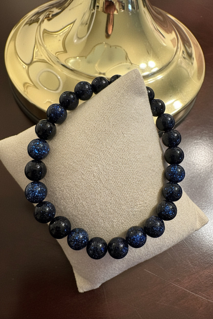 Blue Goldstone Bracelet, 8mm