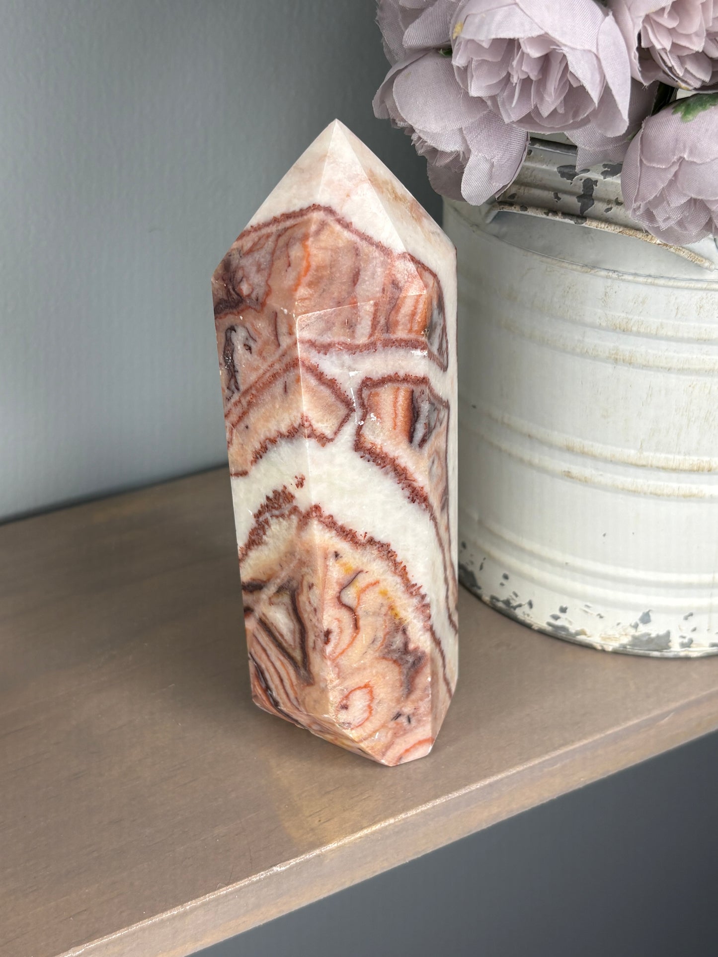 Red Banded Calcite Tower