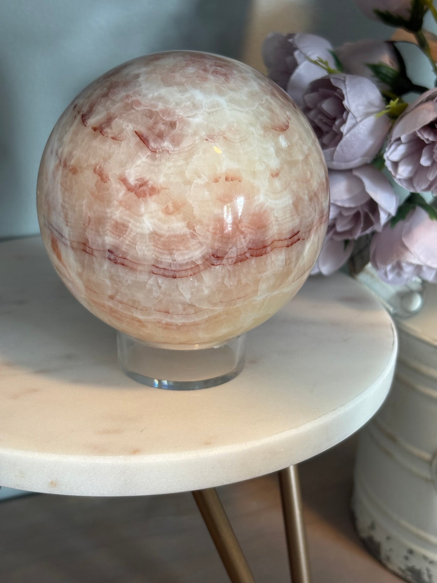 Red Banded Calcite Sphere