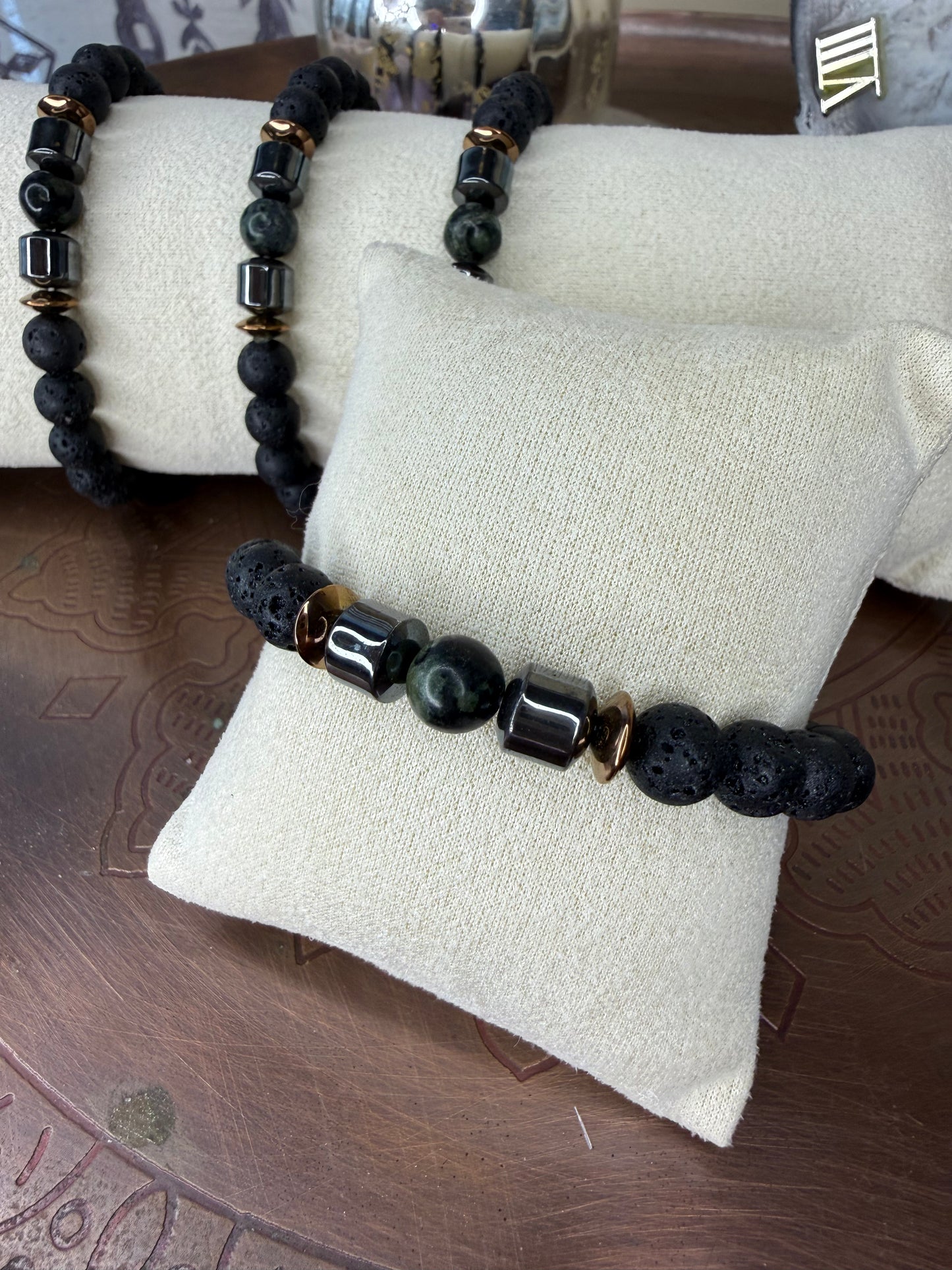 Kambaba Jasper & Black Lava Bracelet