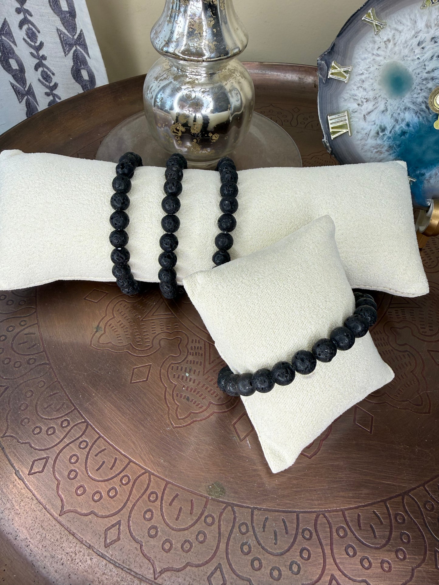 Black Lava Bracelet, 8mm