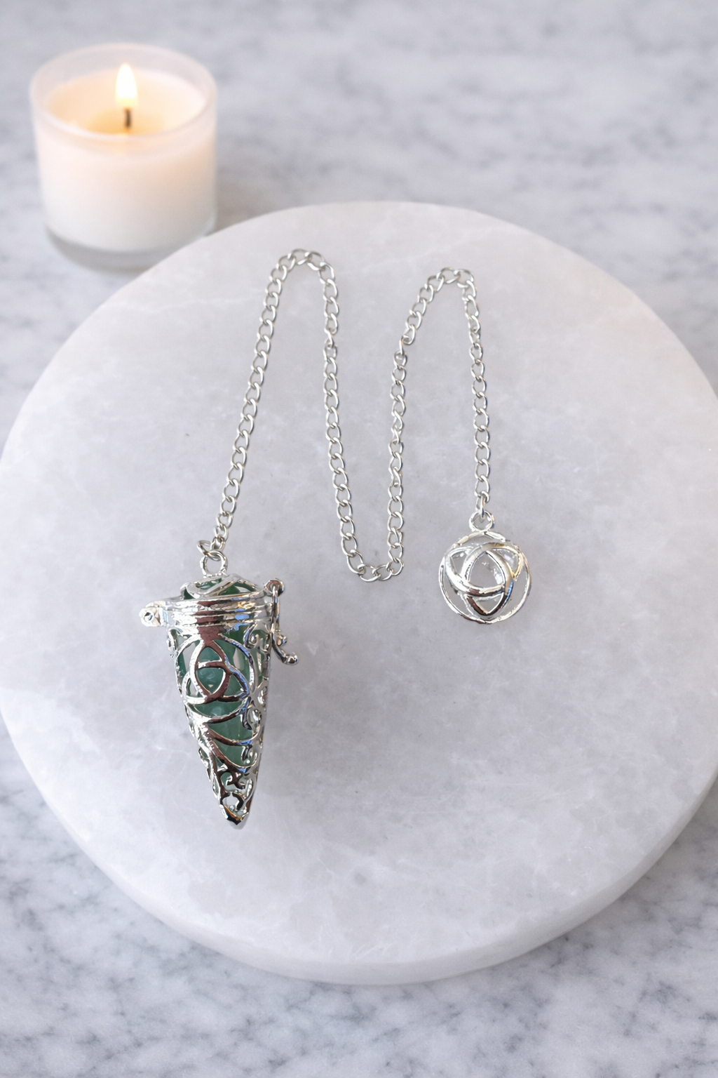 Chambered Pendulum with Green Aventurine Chips