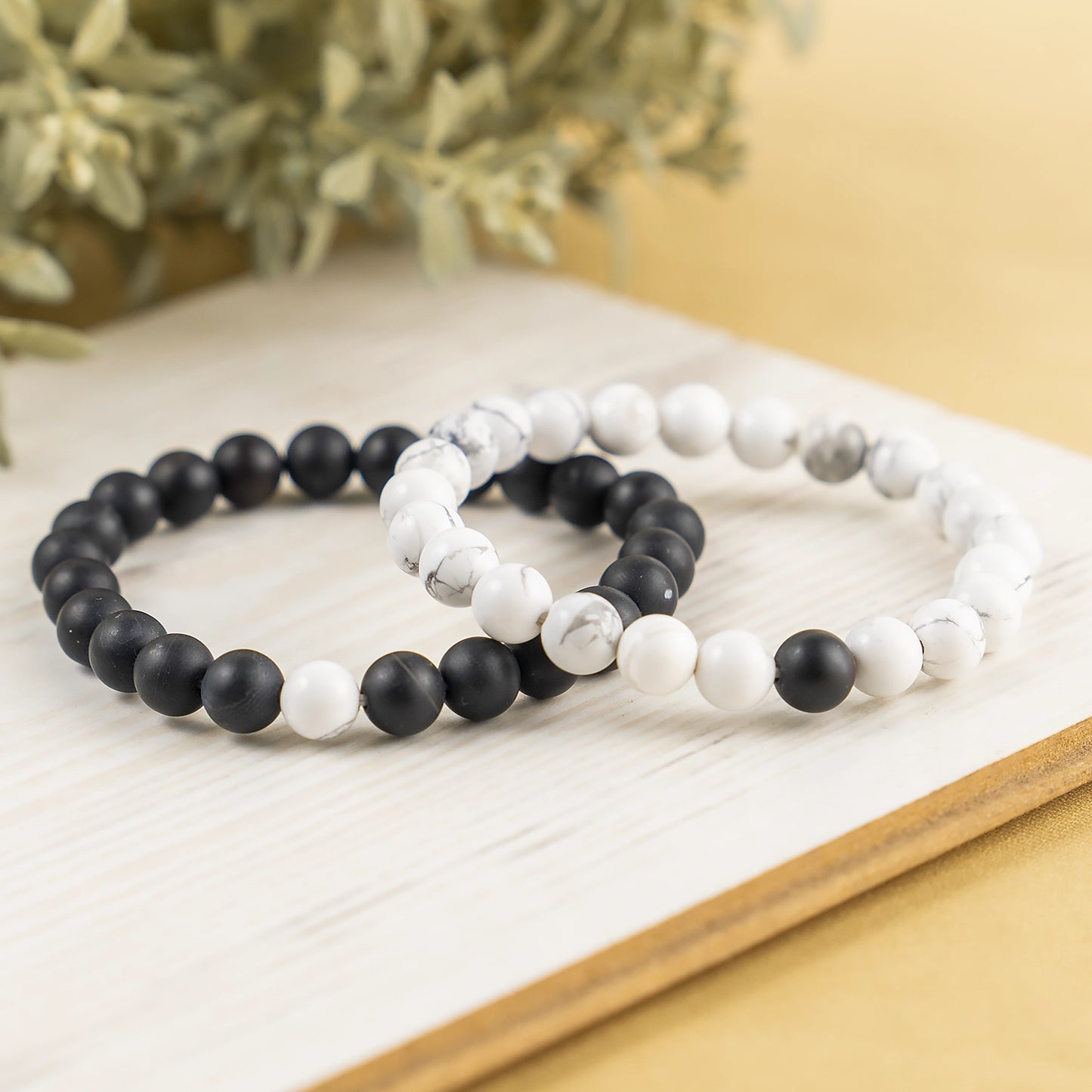 Black Onyx Howlite Bracelets/Couple Set
