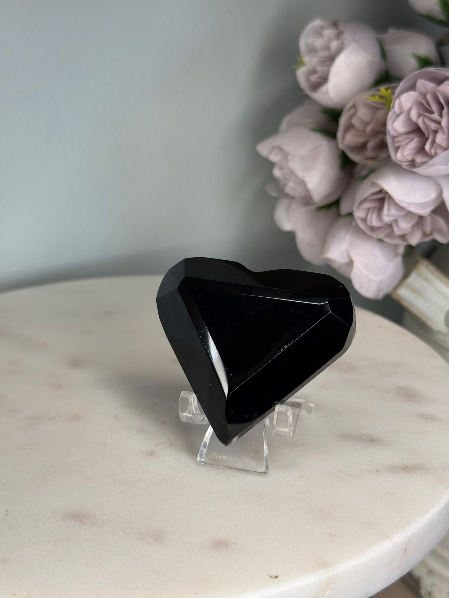 Black Obsidian Faceted Heart