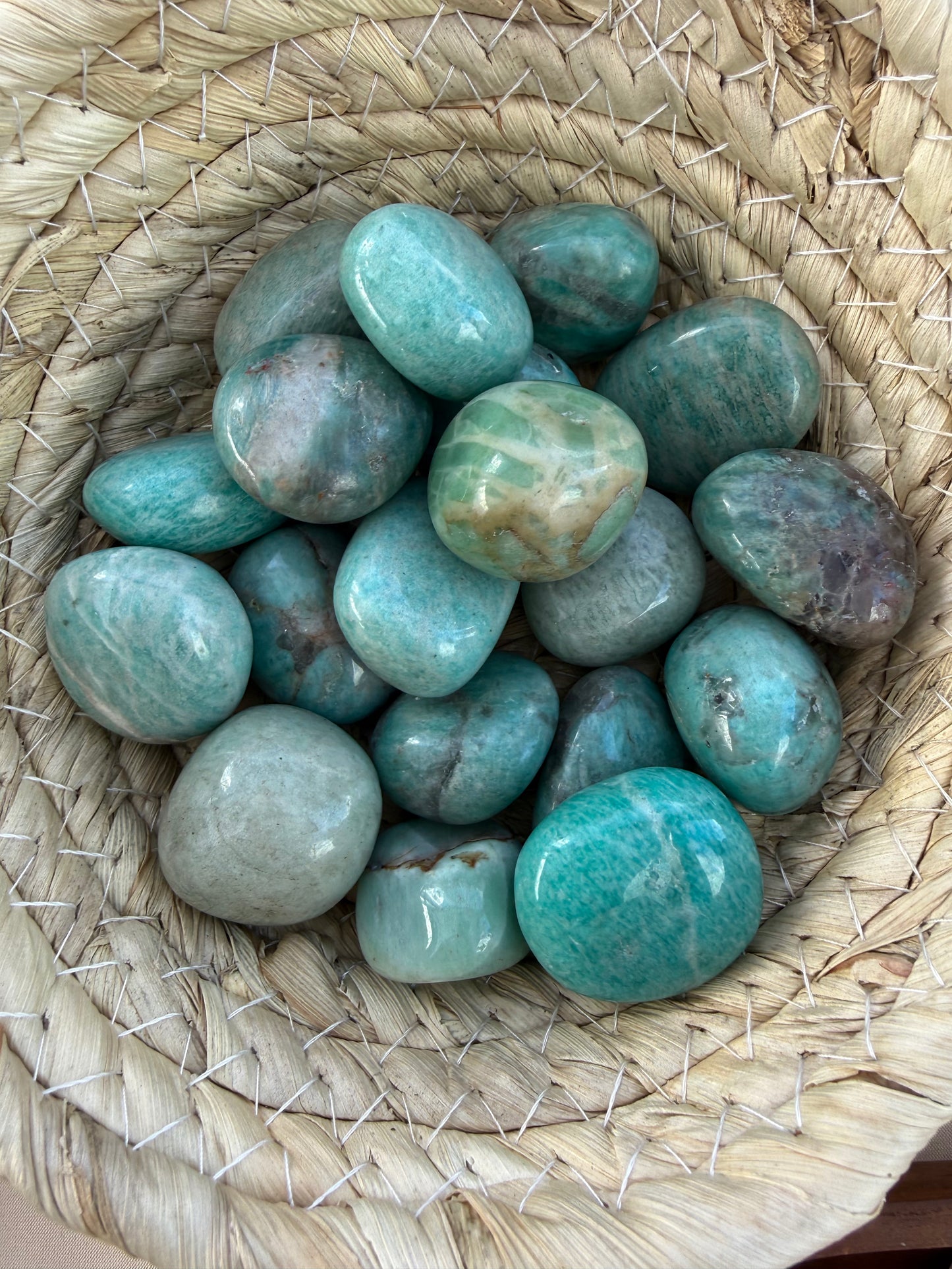 Amazonite w/ Smoky Quartz Tumbled Stone