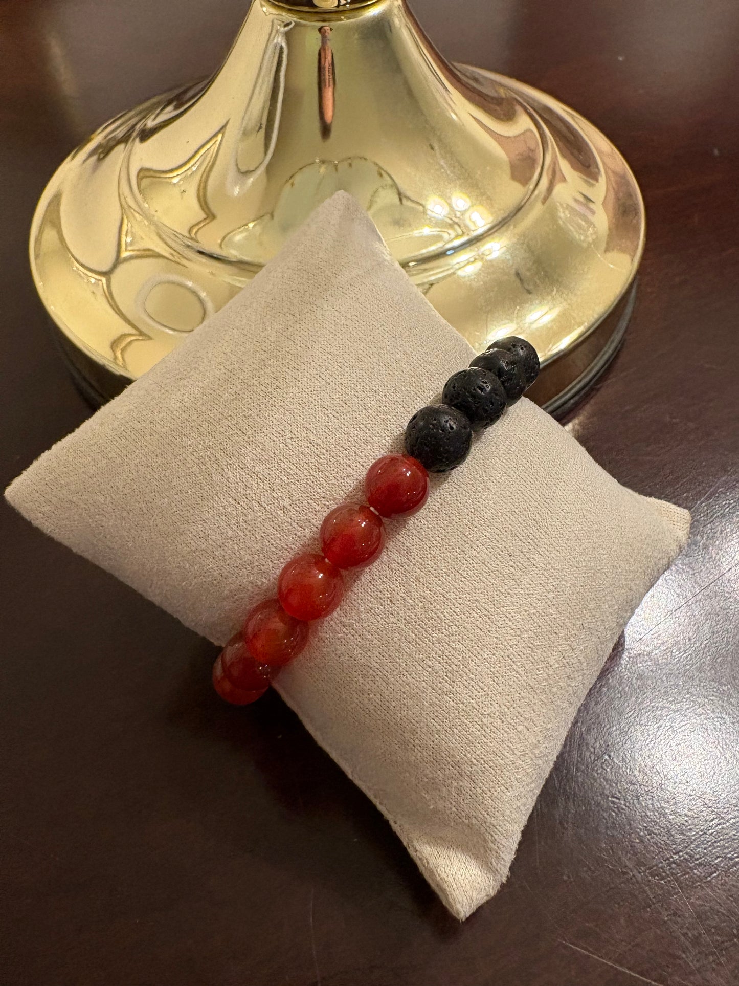 Carnelian & Black Lava Bracelet, 8mm