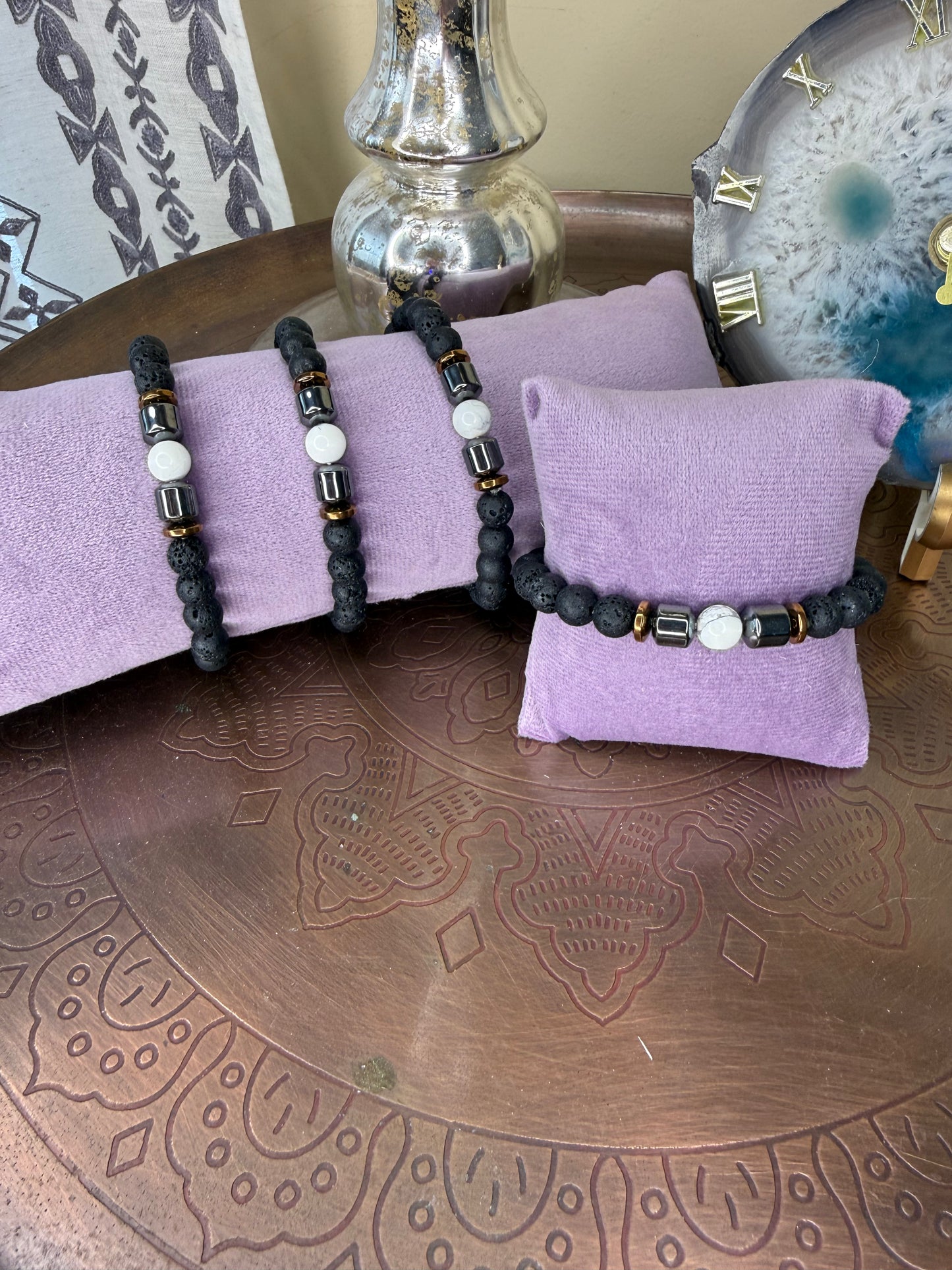 Howlite & Black Lava Bracelet