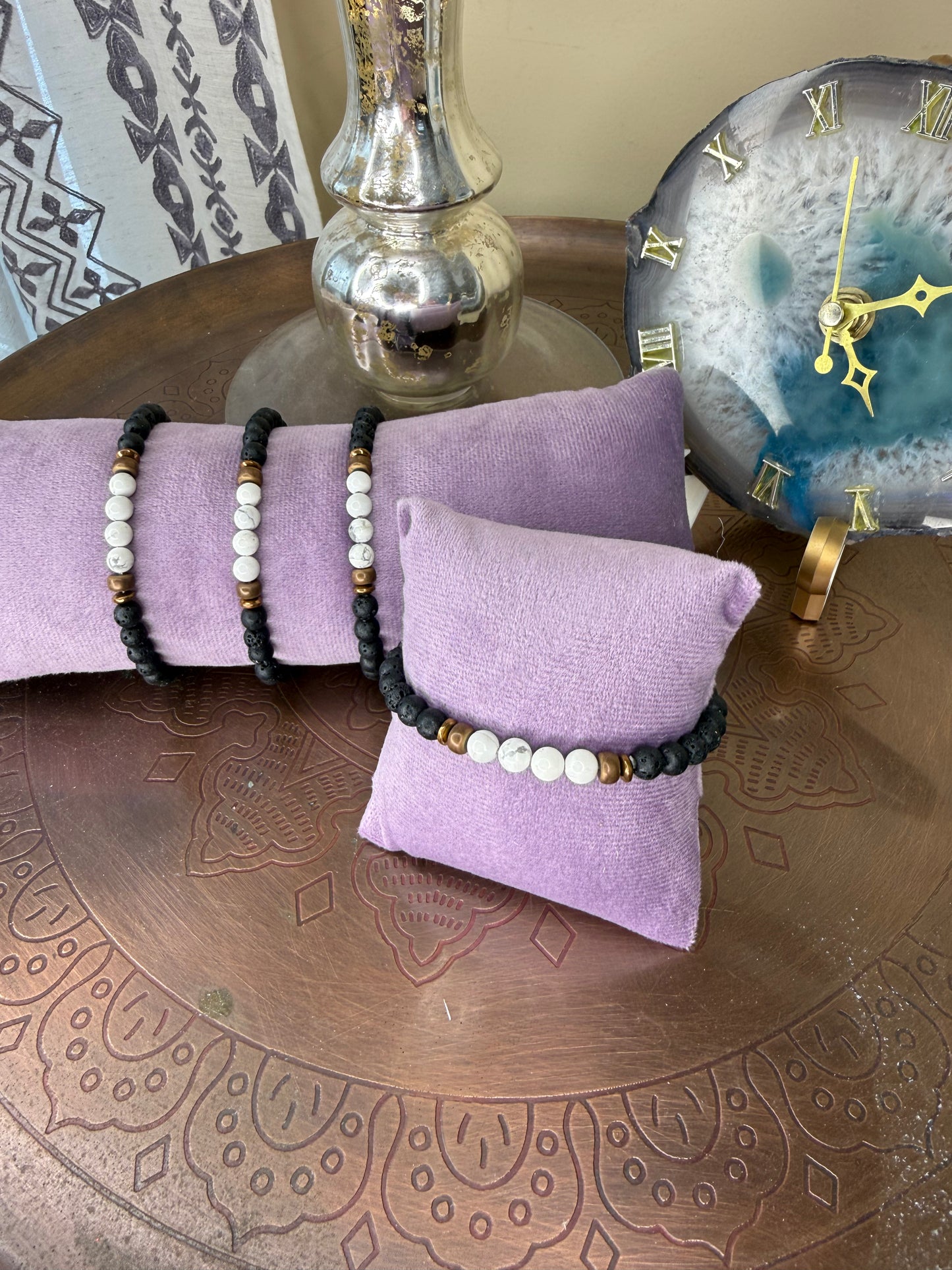 Howlite & Black Lava Bracelet