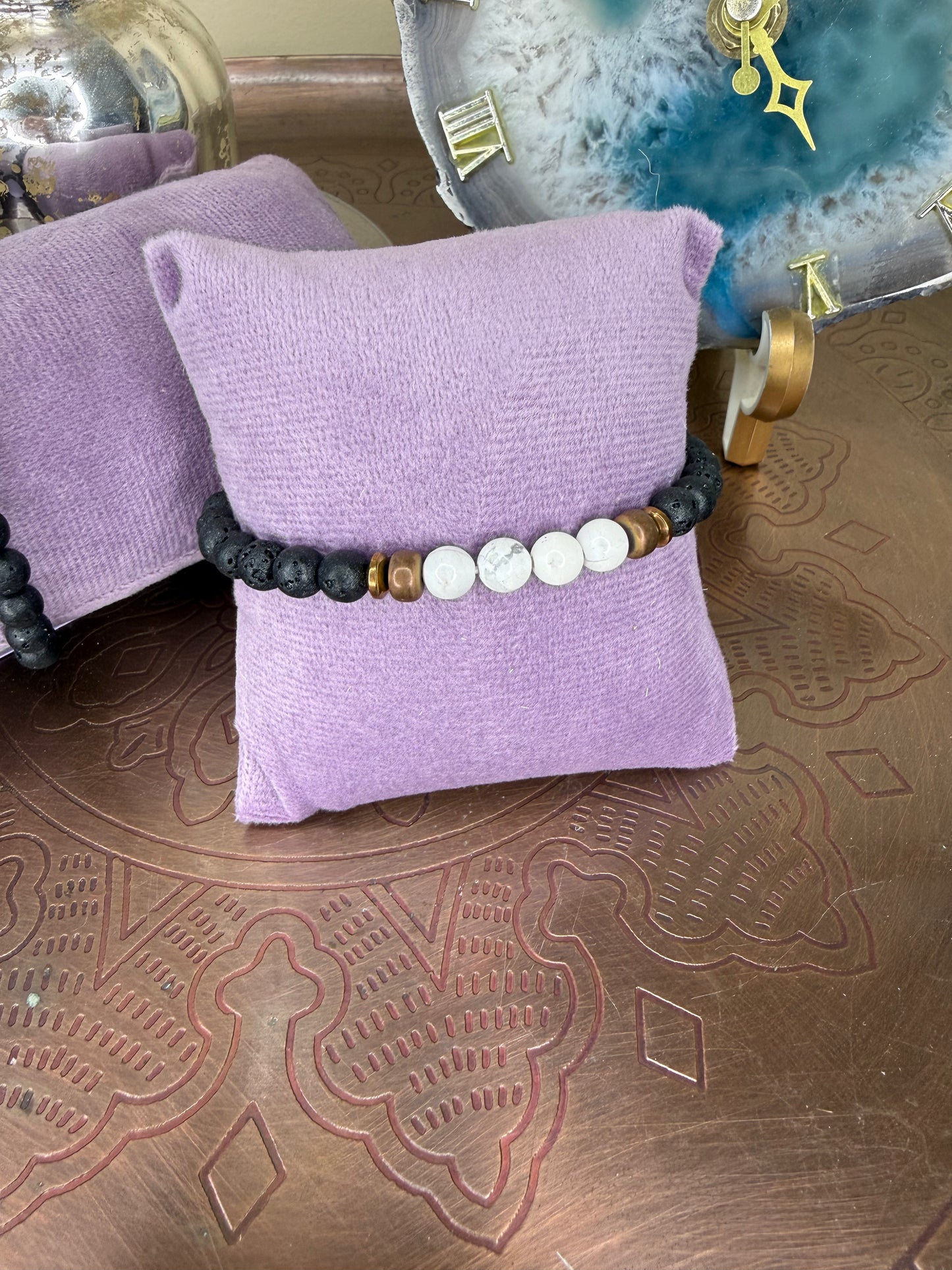 Howlite & Black Lava Bracelet