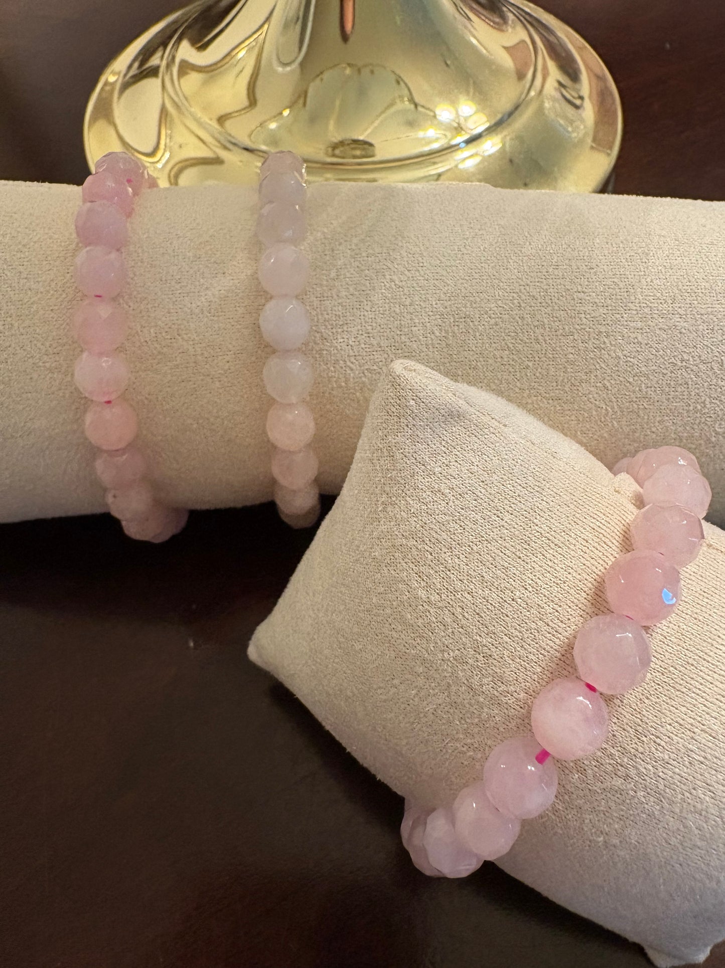 Rose Quartz Faceted Bracelet, 8mm
