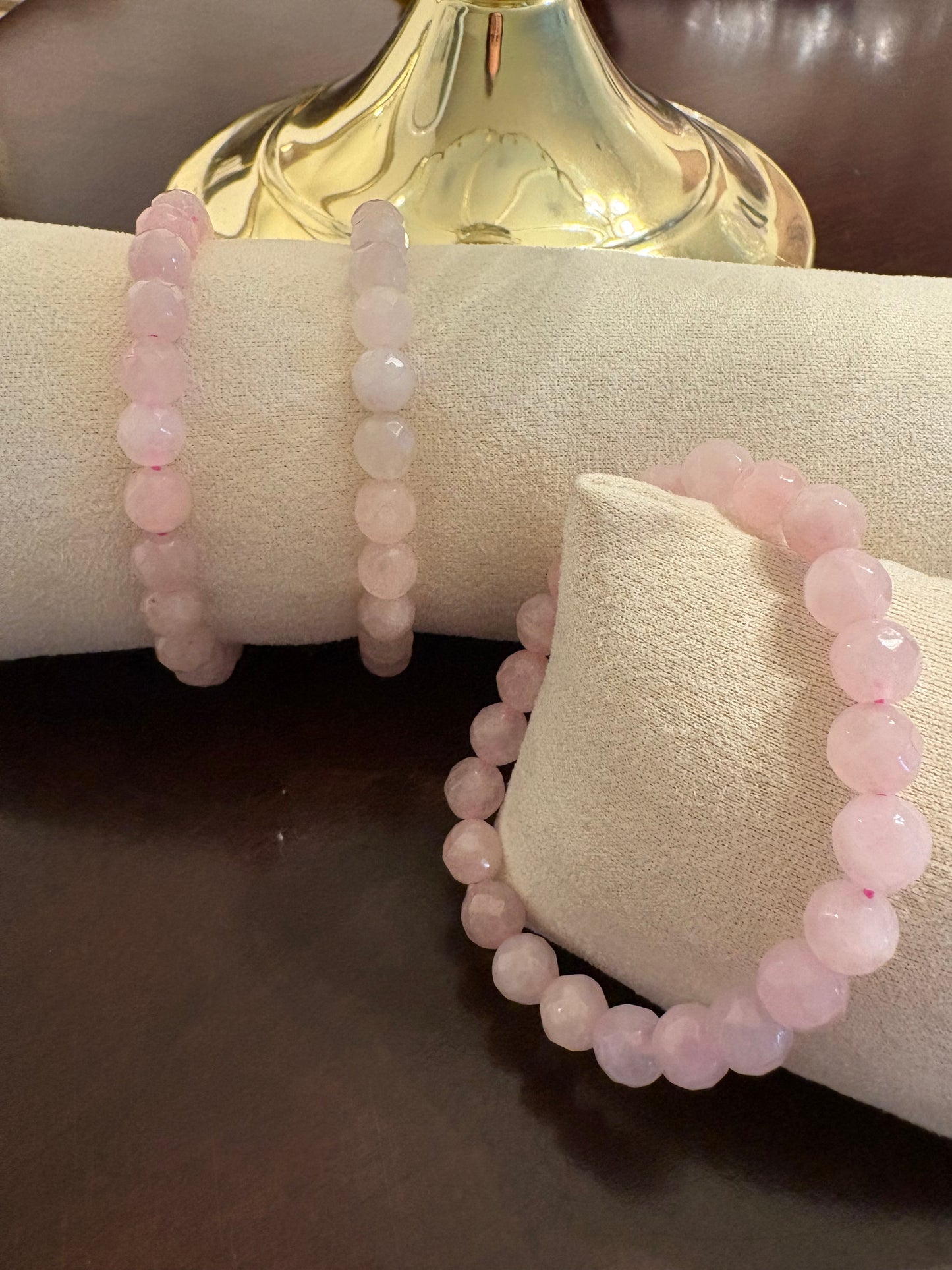 Rose Quartz Faceted Bracelet, 8mm