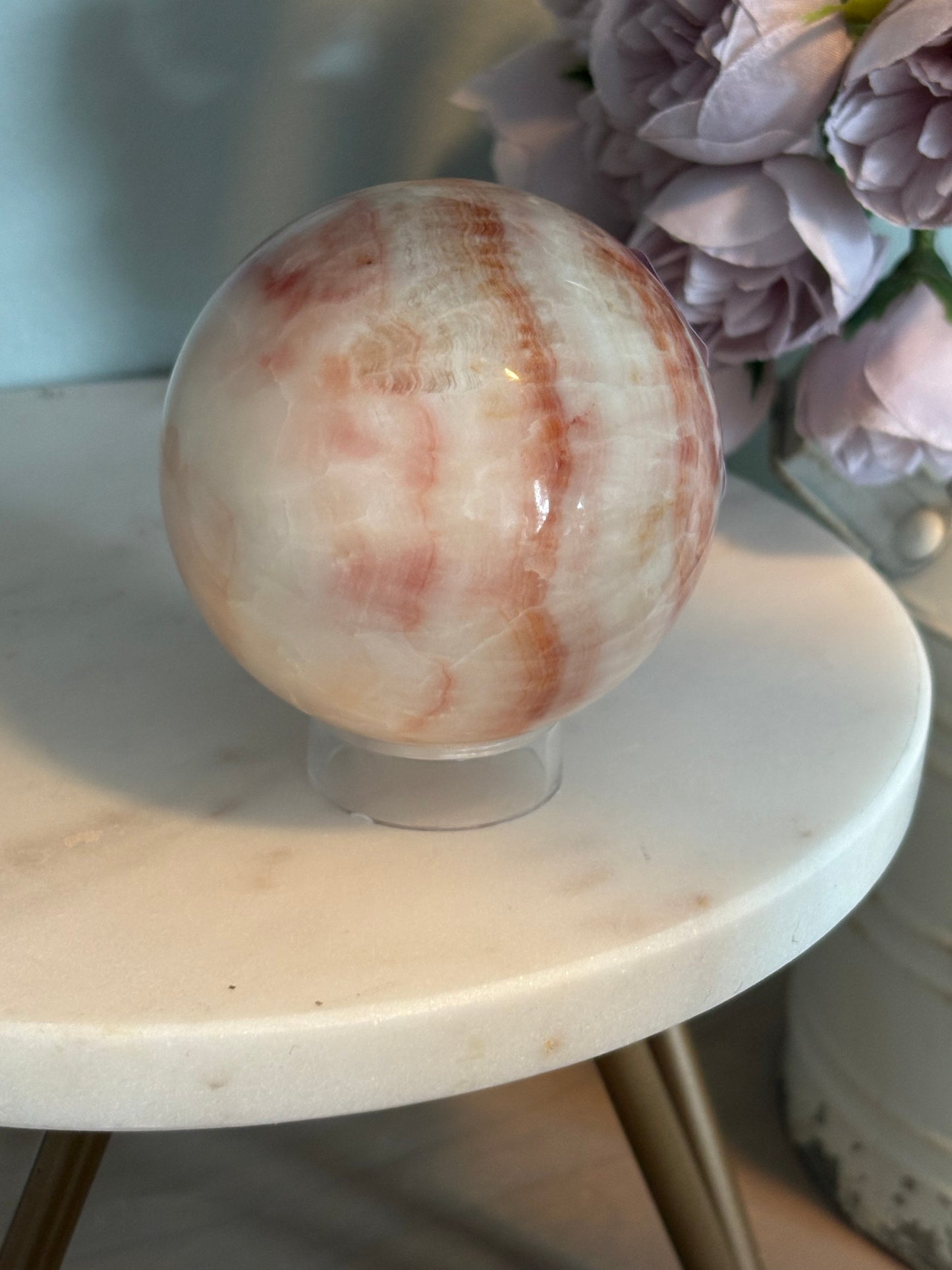 Red Banded Calcite Sphere