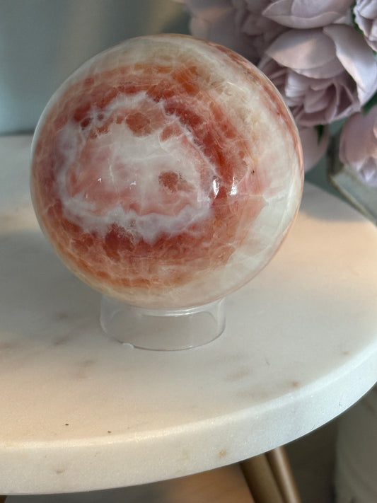 Red Banded Calcite Sphere