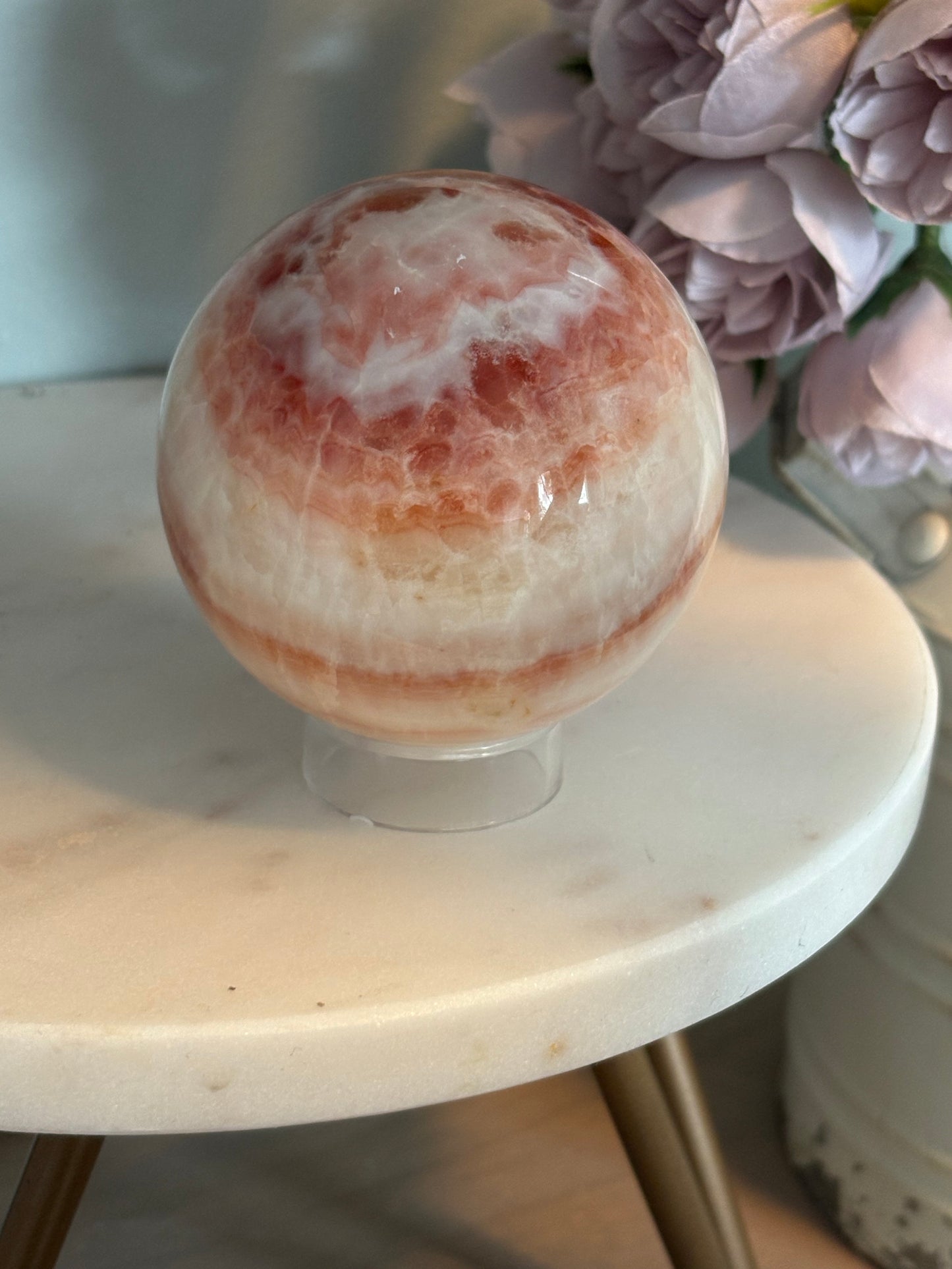 Red Banded Calcite Sphere