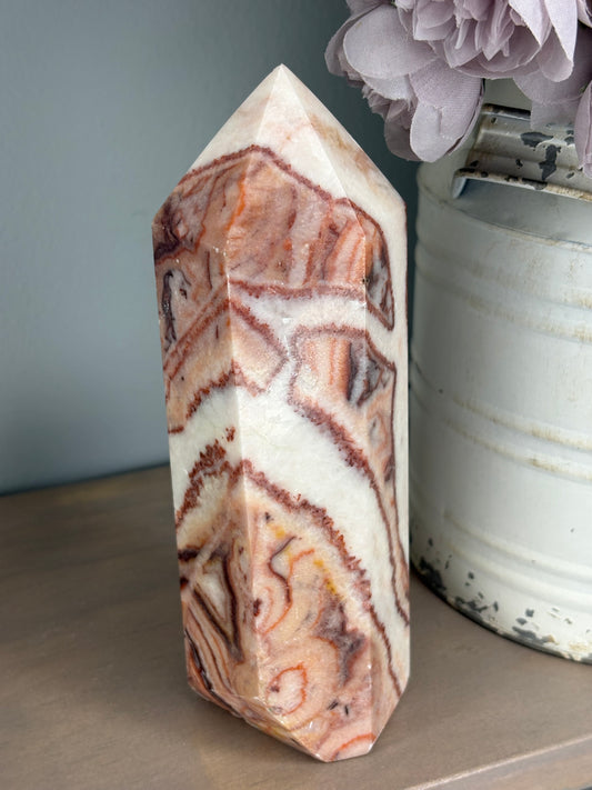 Red Banded Calcite Tower