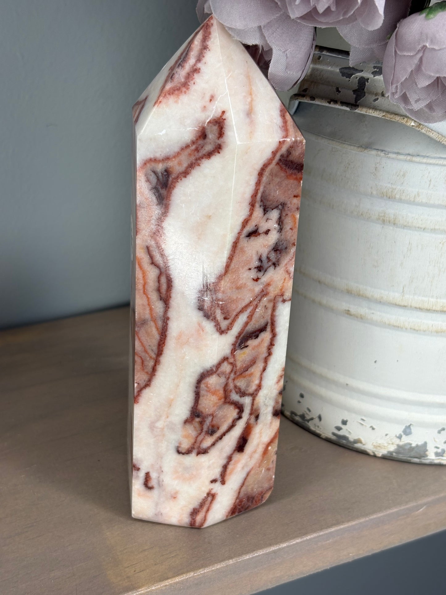 Red Banded Calcite Tower