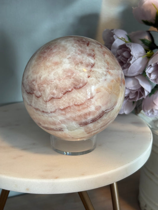 Pink Banded Calcite Sphere
