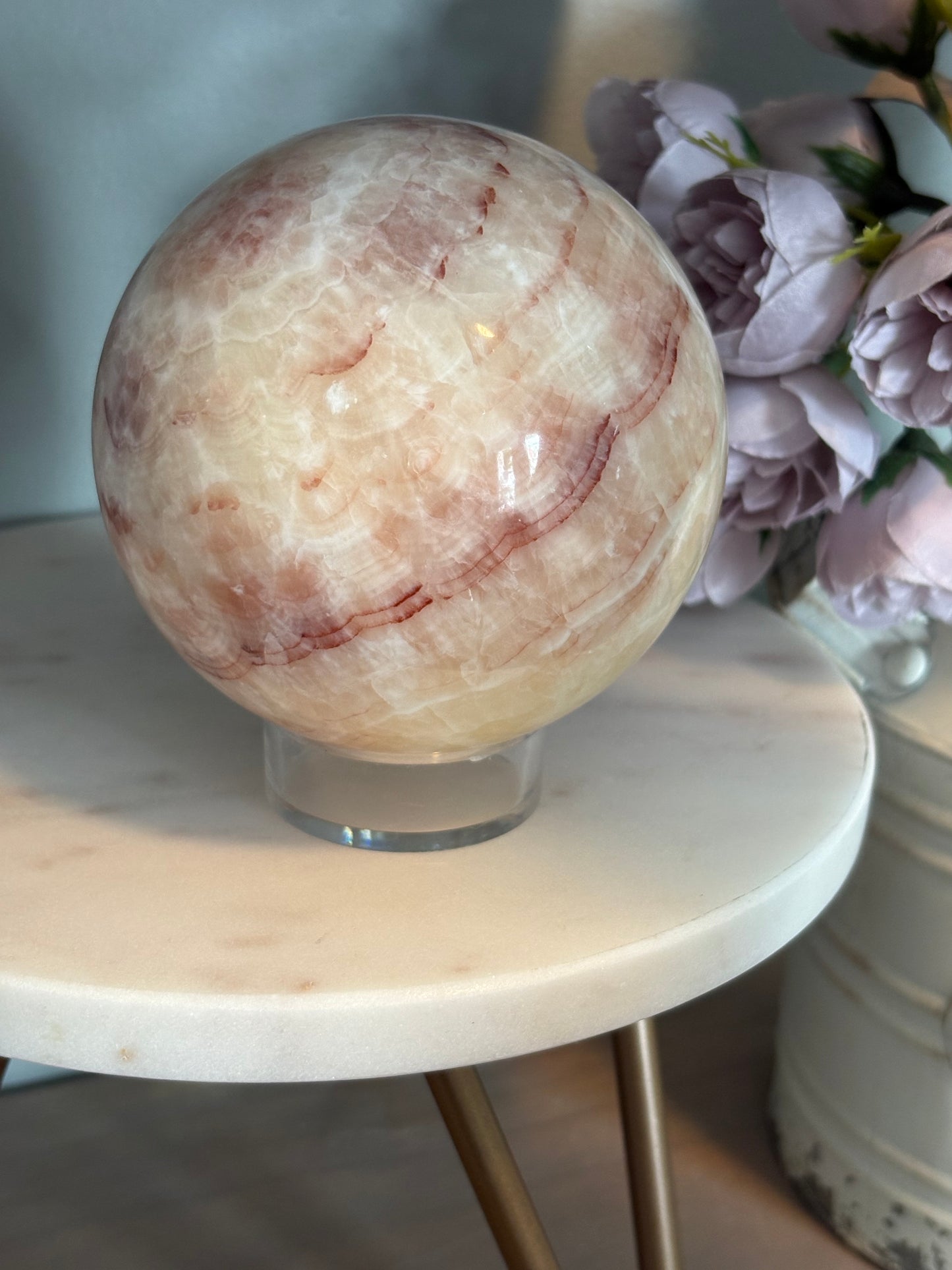Red Banded Calcite Sphere