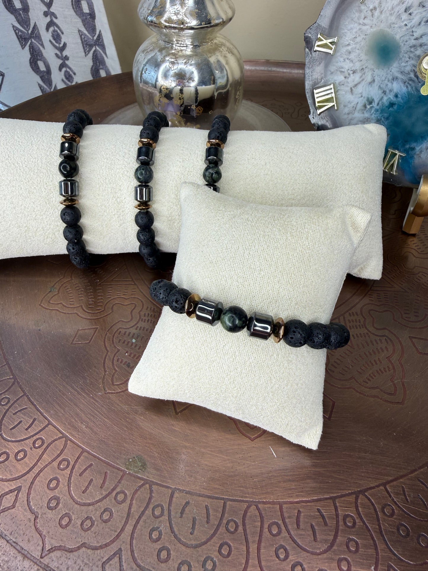 Kambaba Jasper & Black Lava Bracelet