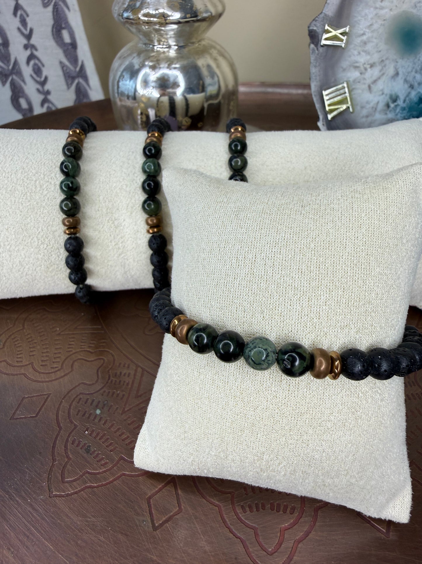 Kambaba Jasper & Black Lava Bracelet