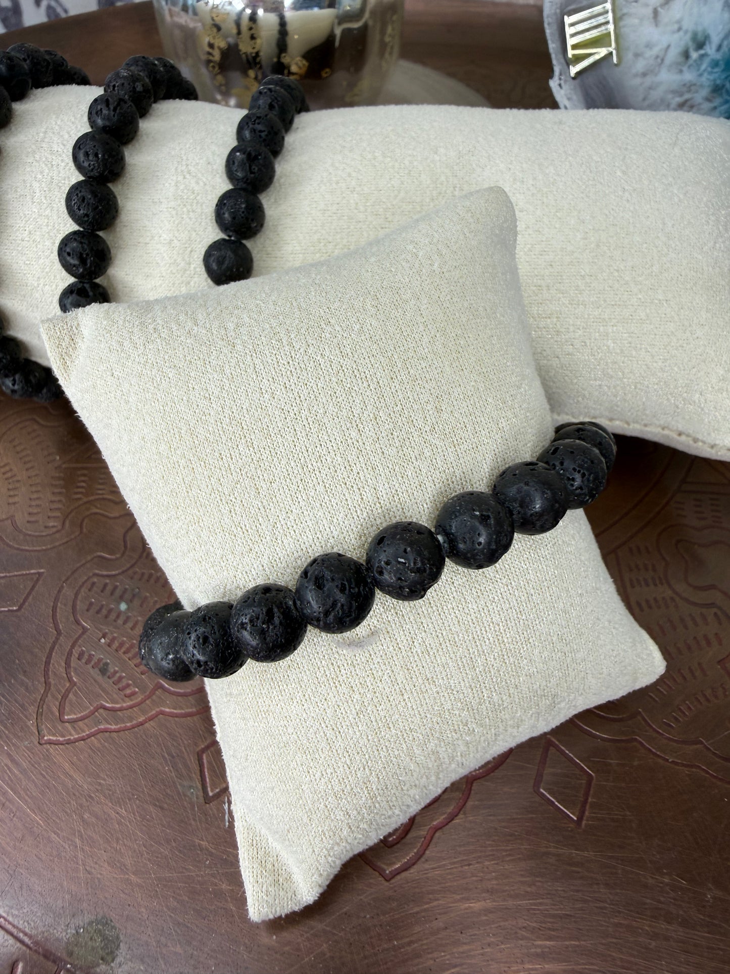 Black Lava Bracelet, 8mm