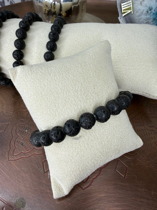 Black Lava Bracelet, 8mm