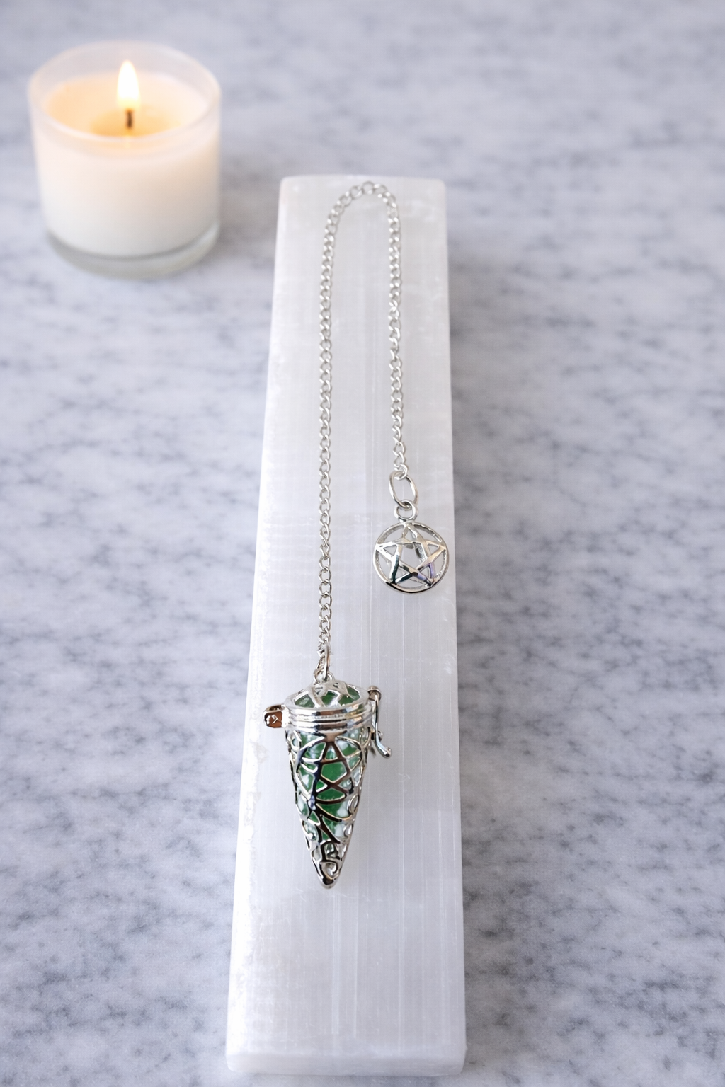 Chambered Pendulum with Green Aventurine Chips