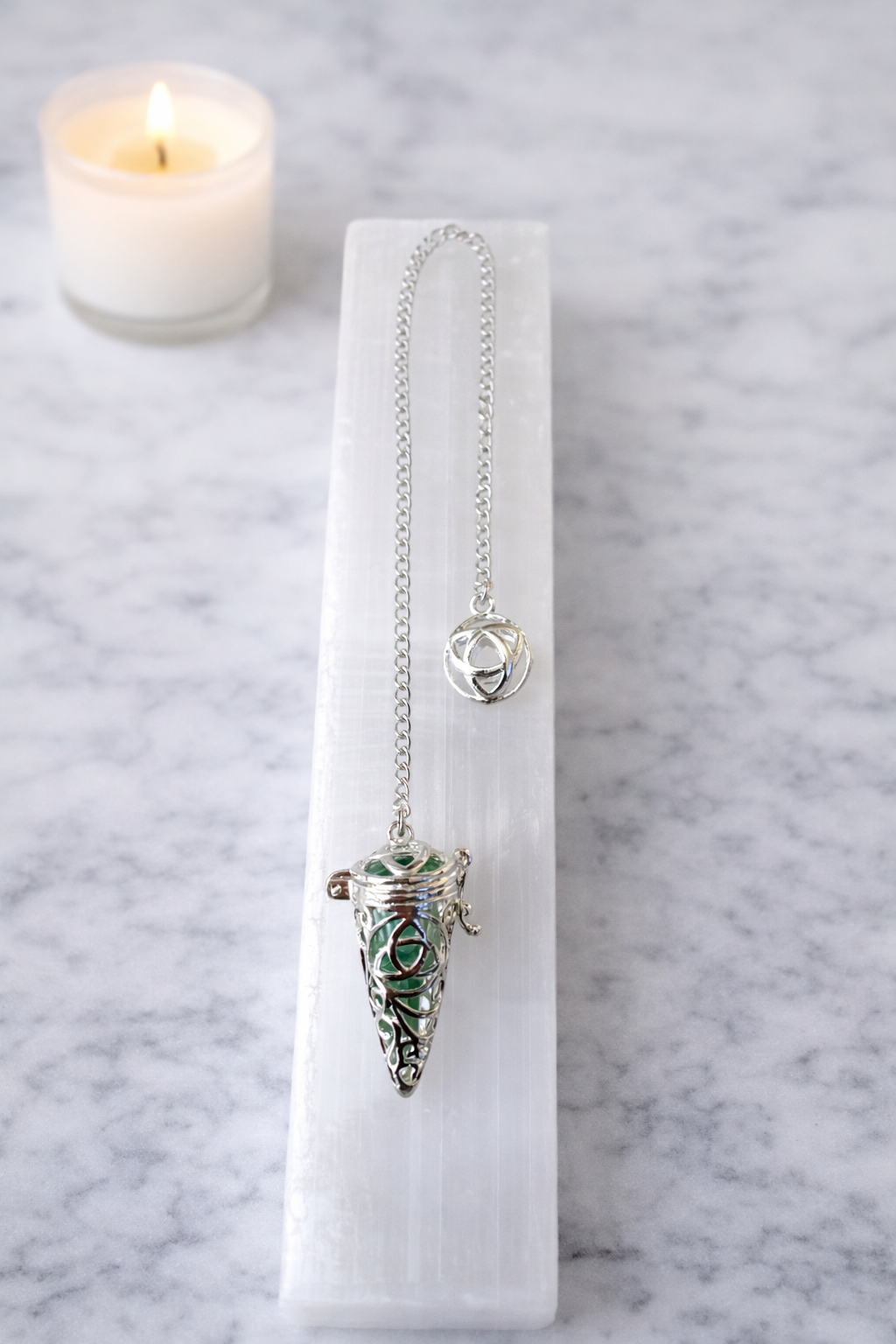 Chambered Pendulum with Green Aventurine Chips