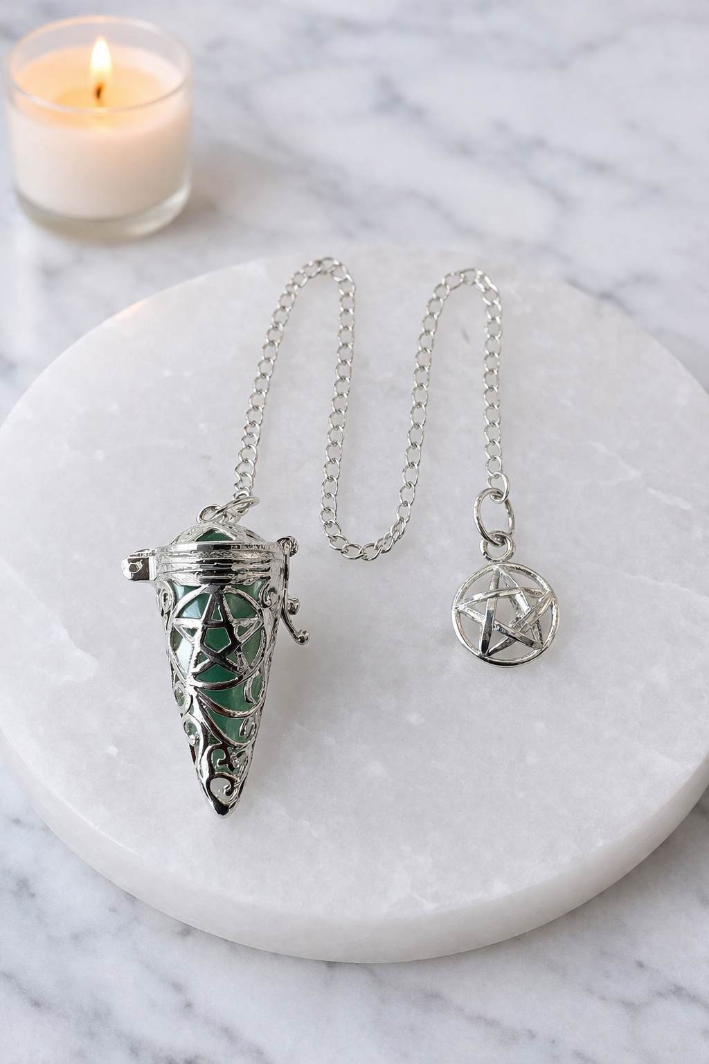 Chambered Pendulum with Green Aventurine Chips
