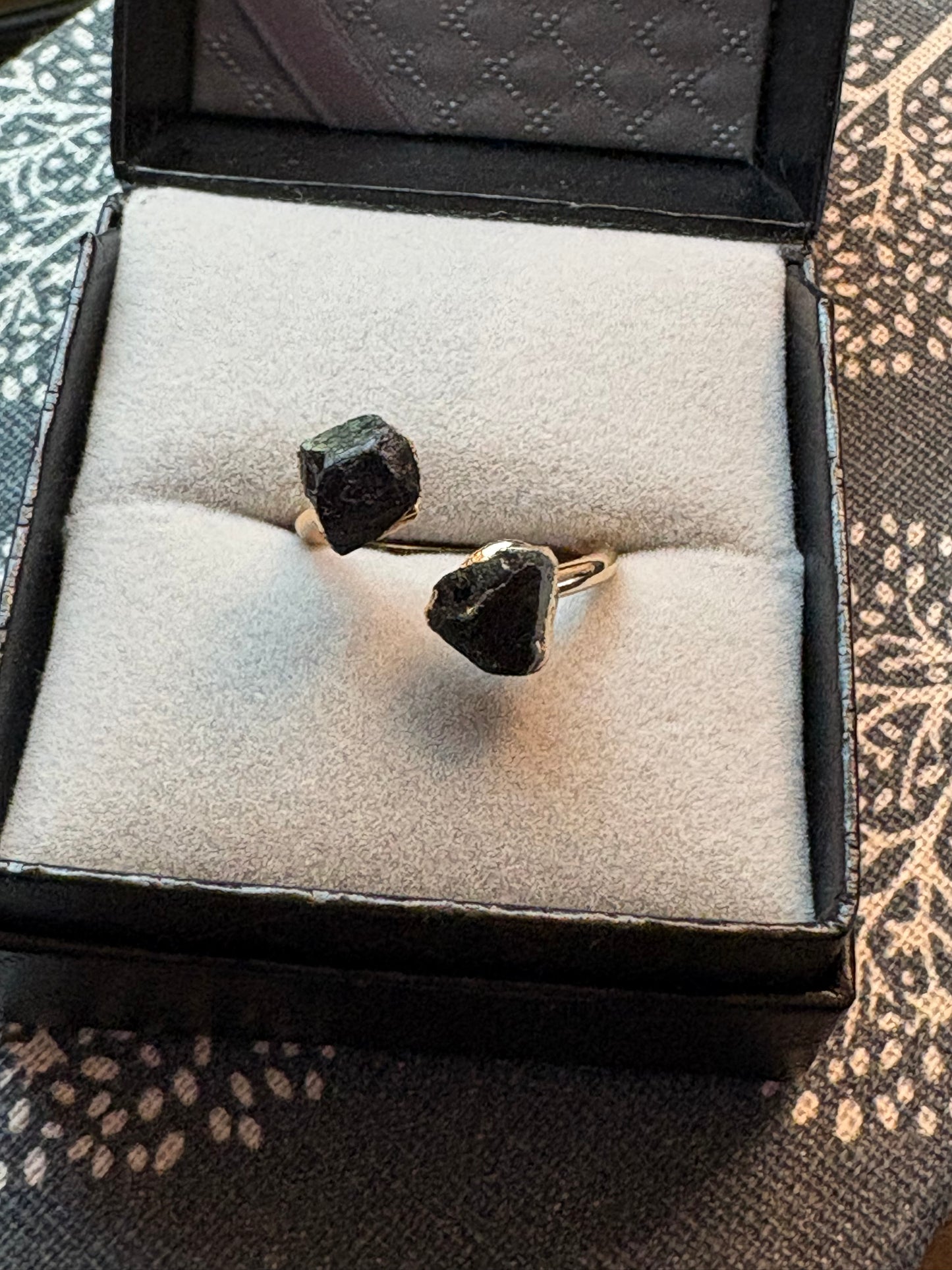 Black Tourmaline Adjustable Ring