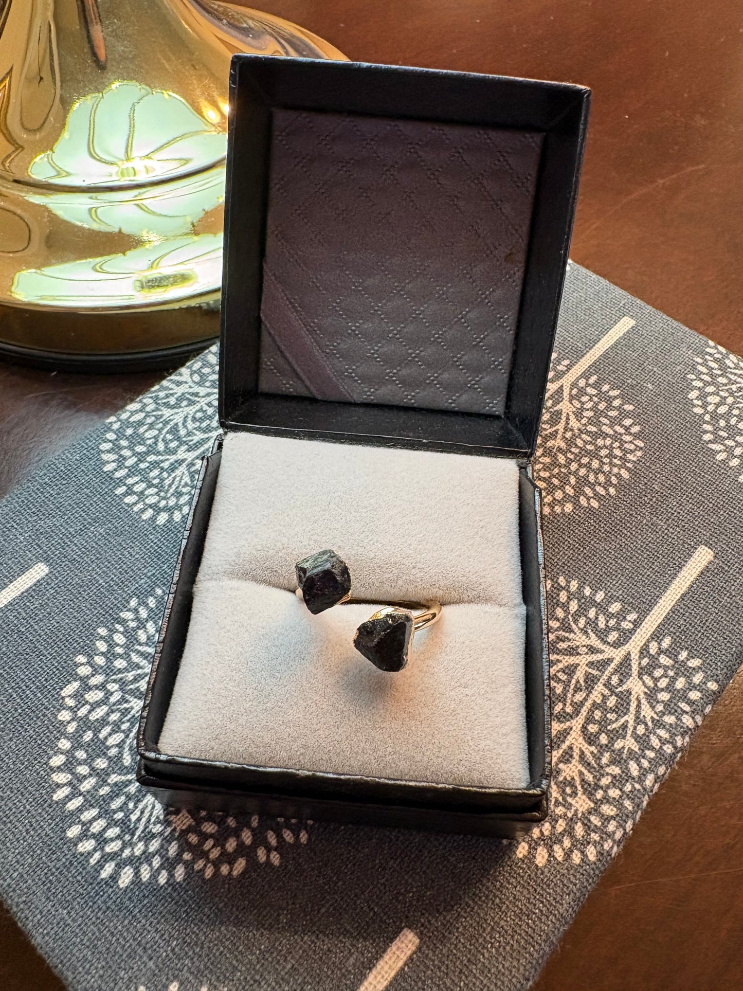 Black Tourmaline Adjustable Ring