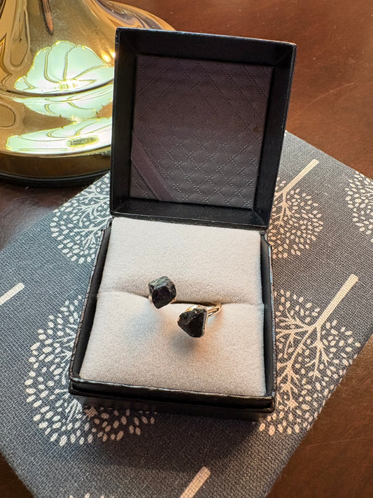 Black Tourmaline Adjustable Ring