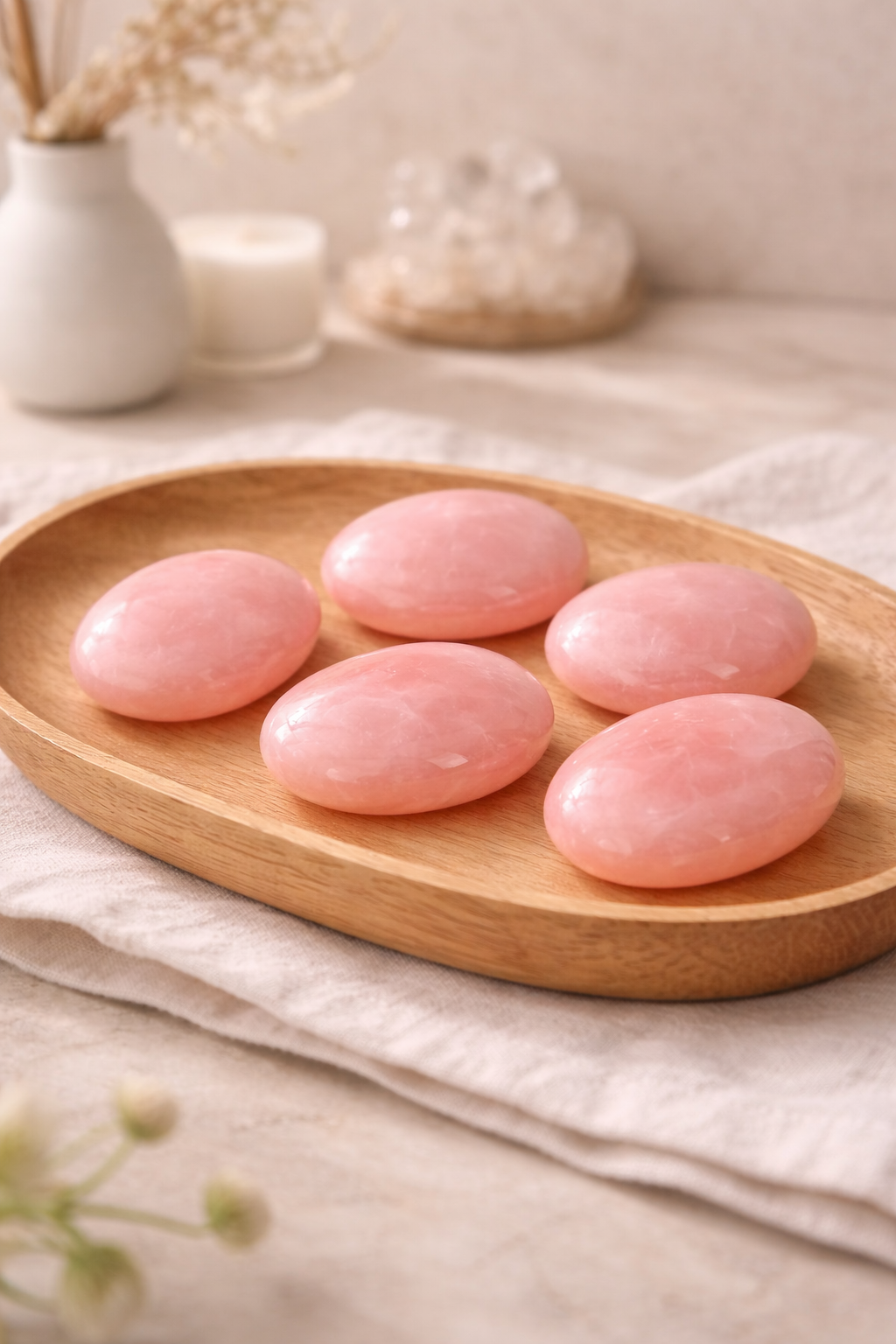 Rose Quartz Palm Stone