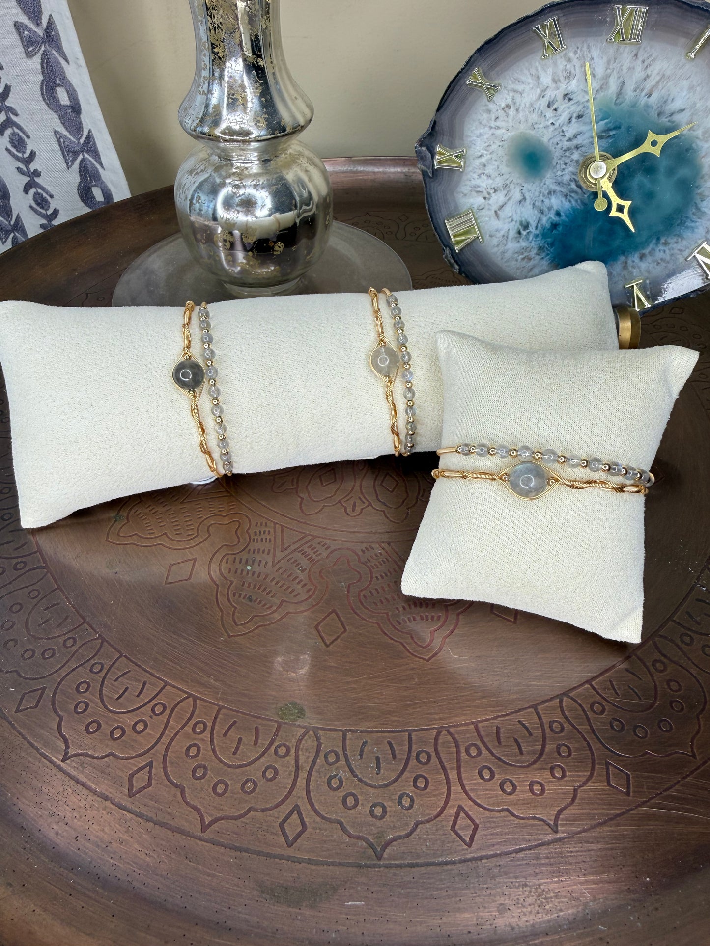 Handmade Wrapped Natural Labradorite Bracelet