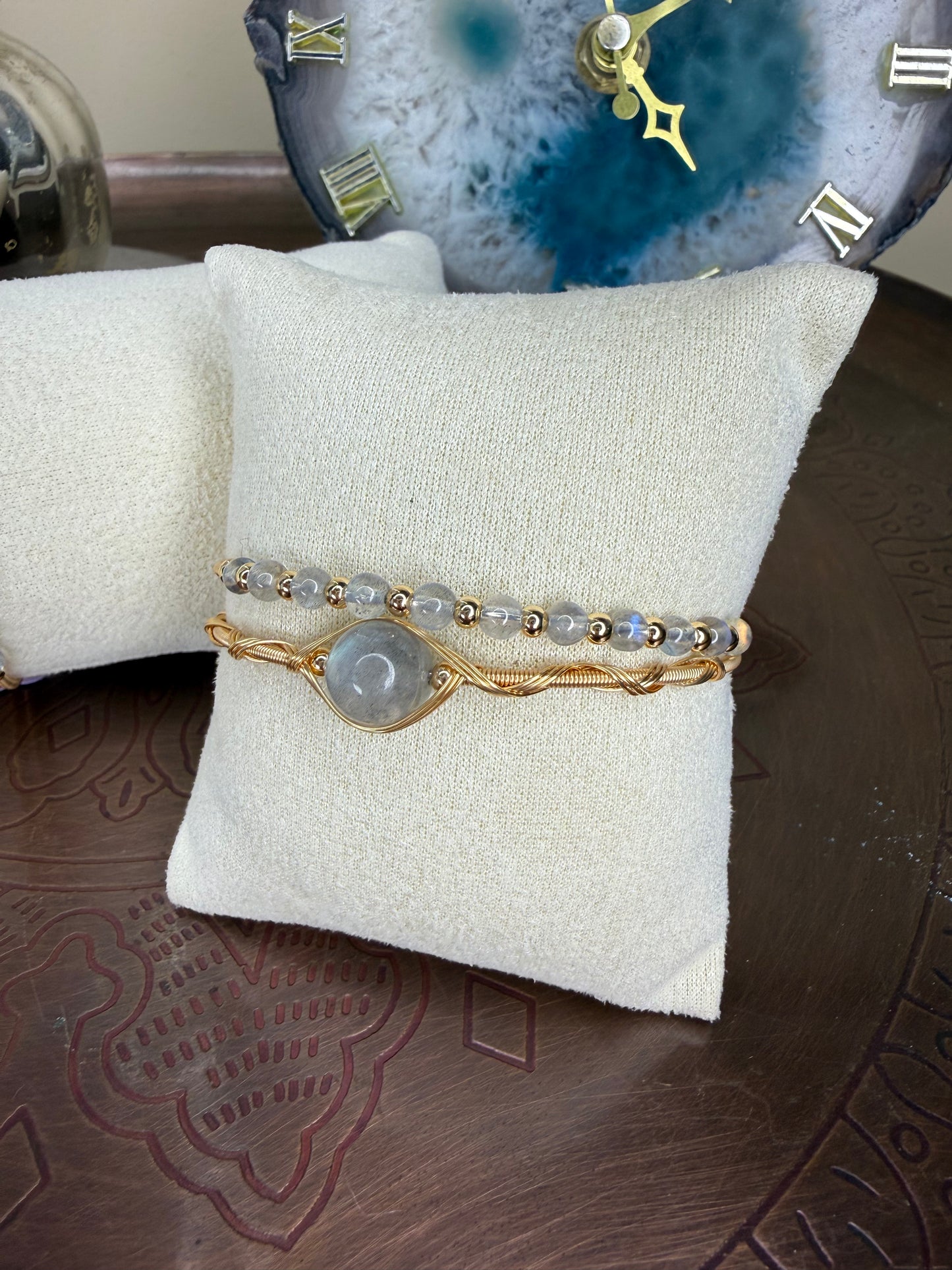 Handmade Wrapped Natural Labradorite Bracelet